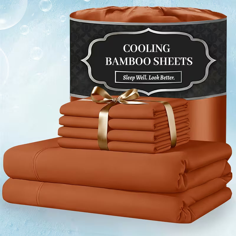 Extra Deep Pocket Bamboo Sheets - 6 Pcs Breathable & Cooling Bed Sheet Set