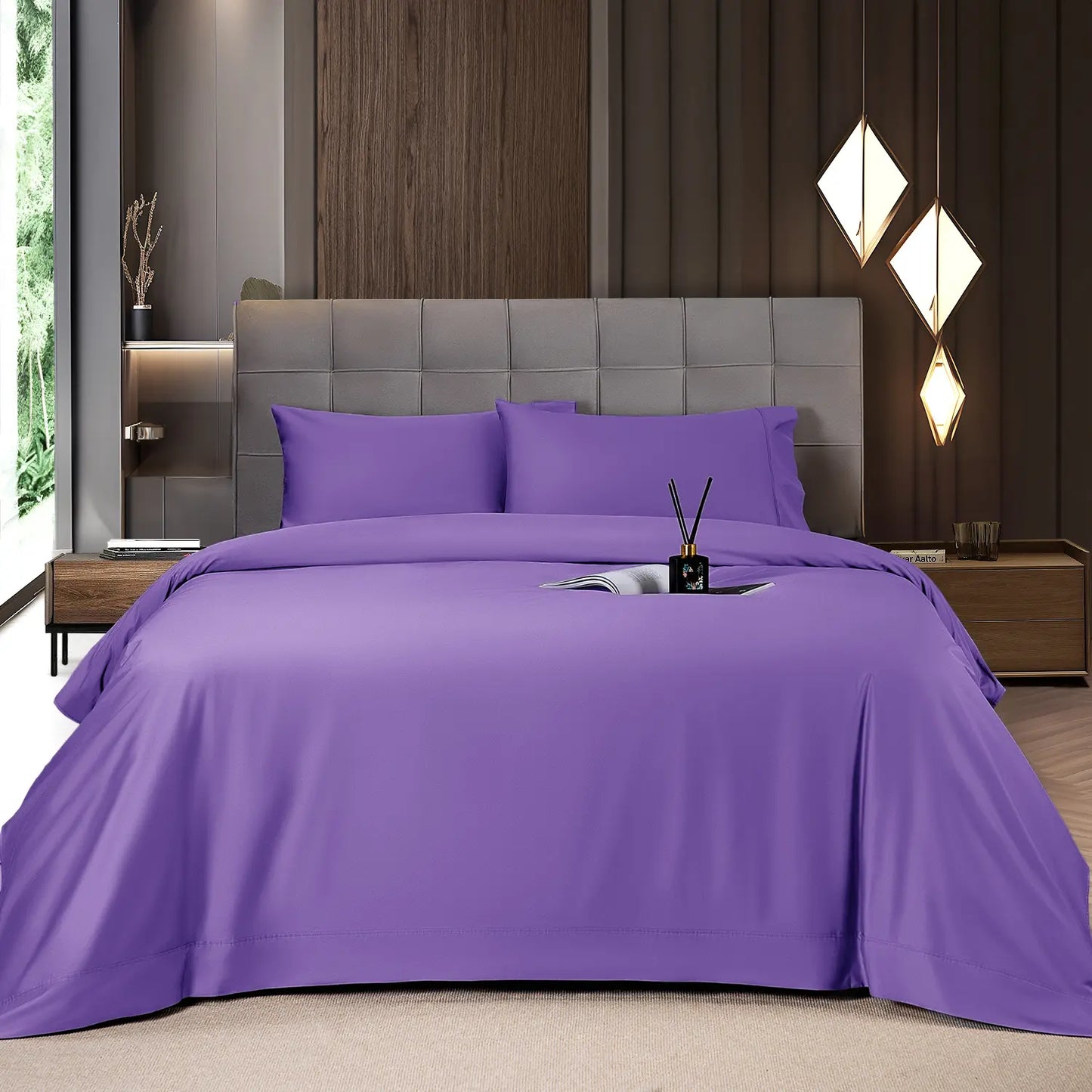 Bamboo Sheets Set 4 Pc,Cooling Breathable & Hotel Luxury Super Silky Soft, 16'' Deep Pocket.