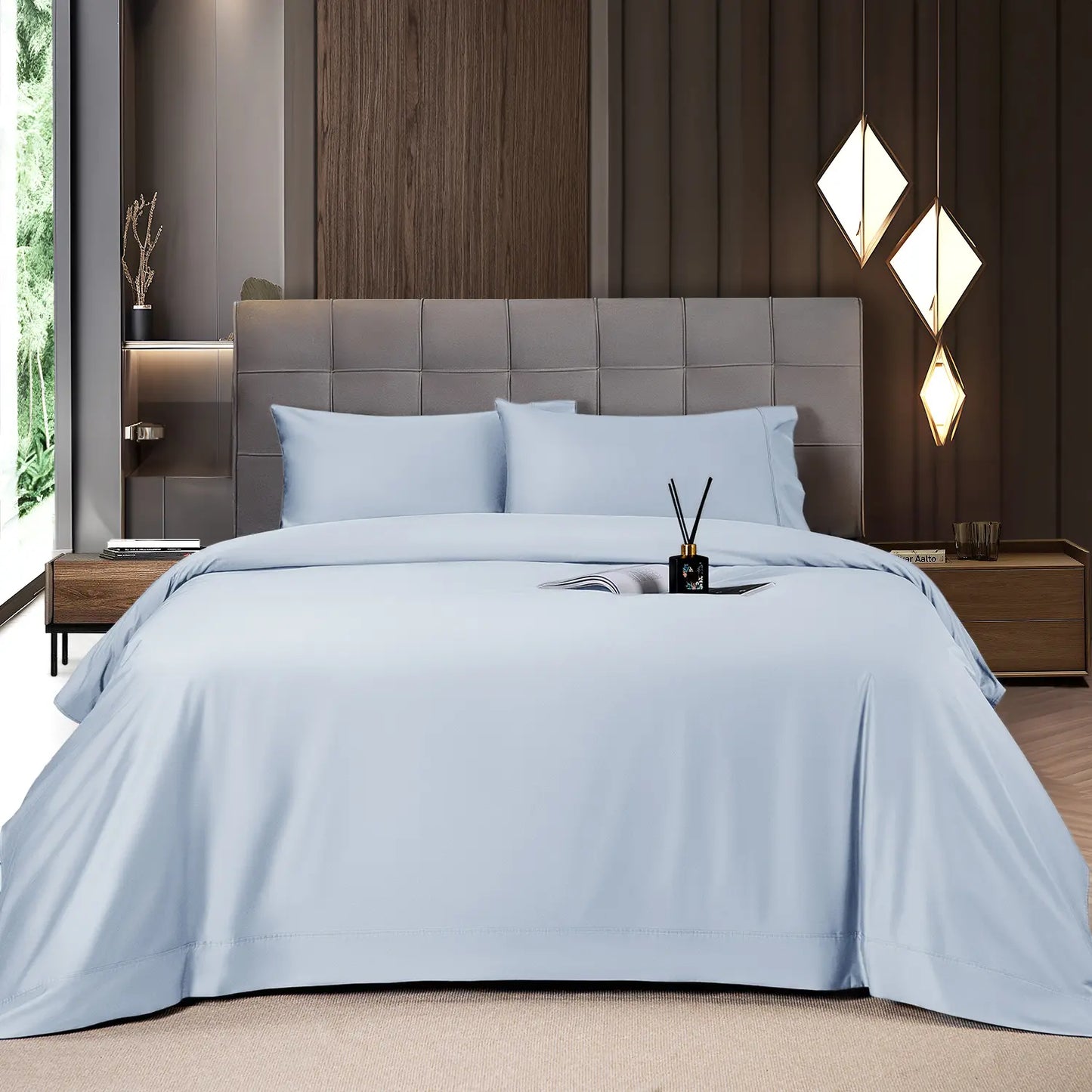 Bamboo Sheets Set 4 Pc,Cooling Breathable & Hotel Luxury Super Silky Soft, 16'' Deep Pocket.
