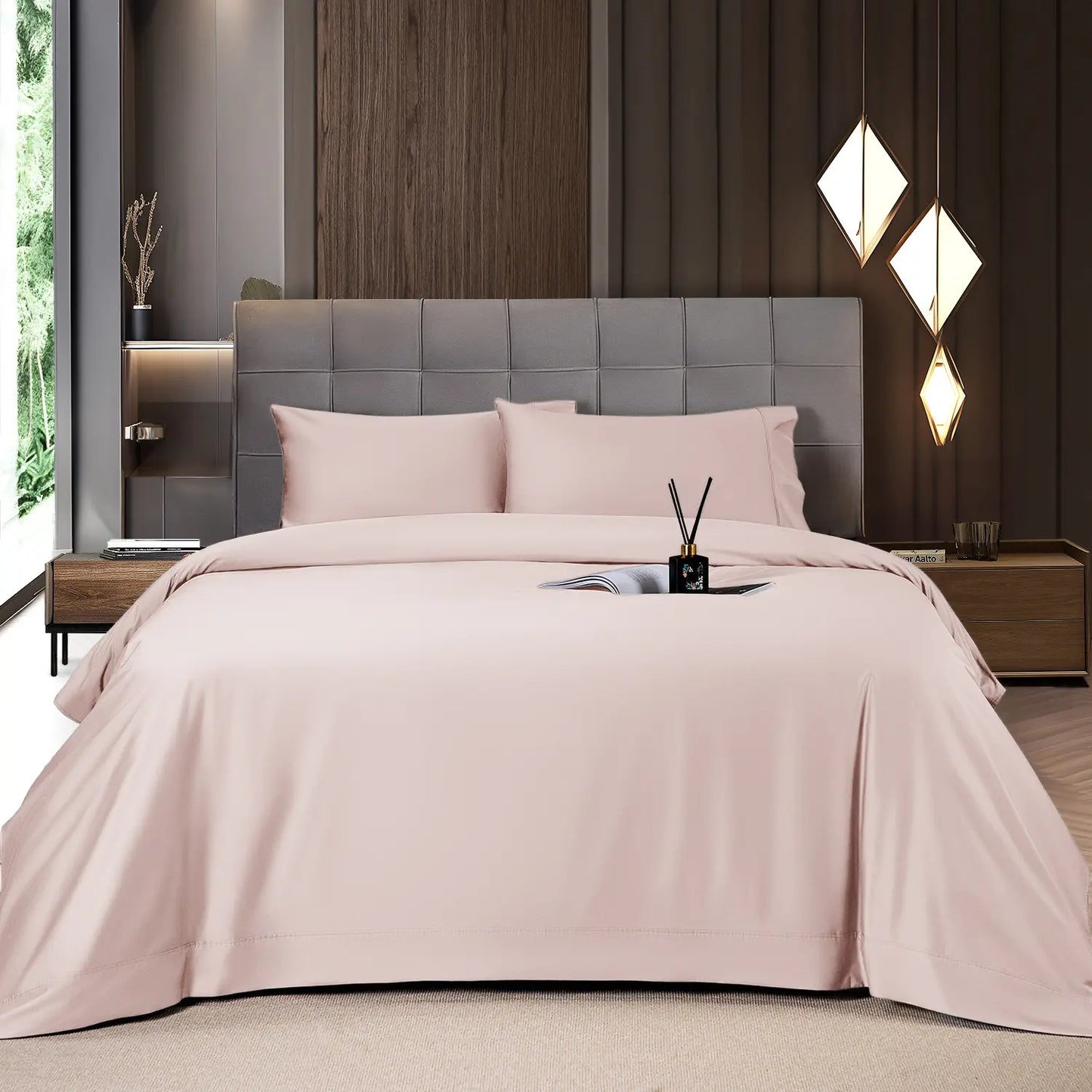 Bamboo Sheets Set 4 Pc,Cooling Breathable & Hotel Luxury Super Silky Soft, 16'' Deep Pocket.