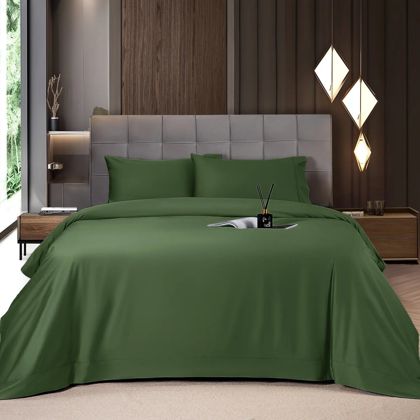 Bamboo Sheets Set 4 Pc,Cooling Breathable & Hotel Luxury Super Silky Soft, 16'' Deep Pocket.