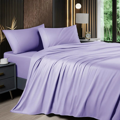 Bamboo Sheets Set 4 Pc,Cooling Breathable & Hotel Luxury Super Silky Soft, 16'' Deep Pocket.