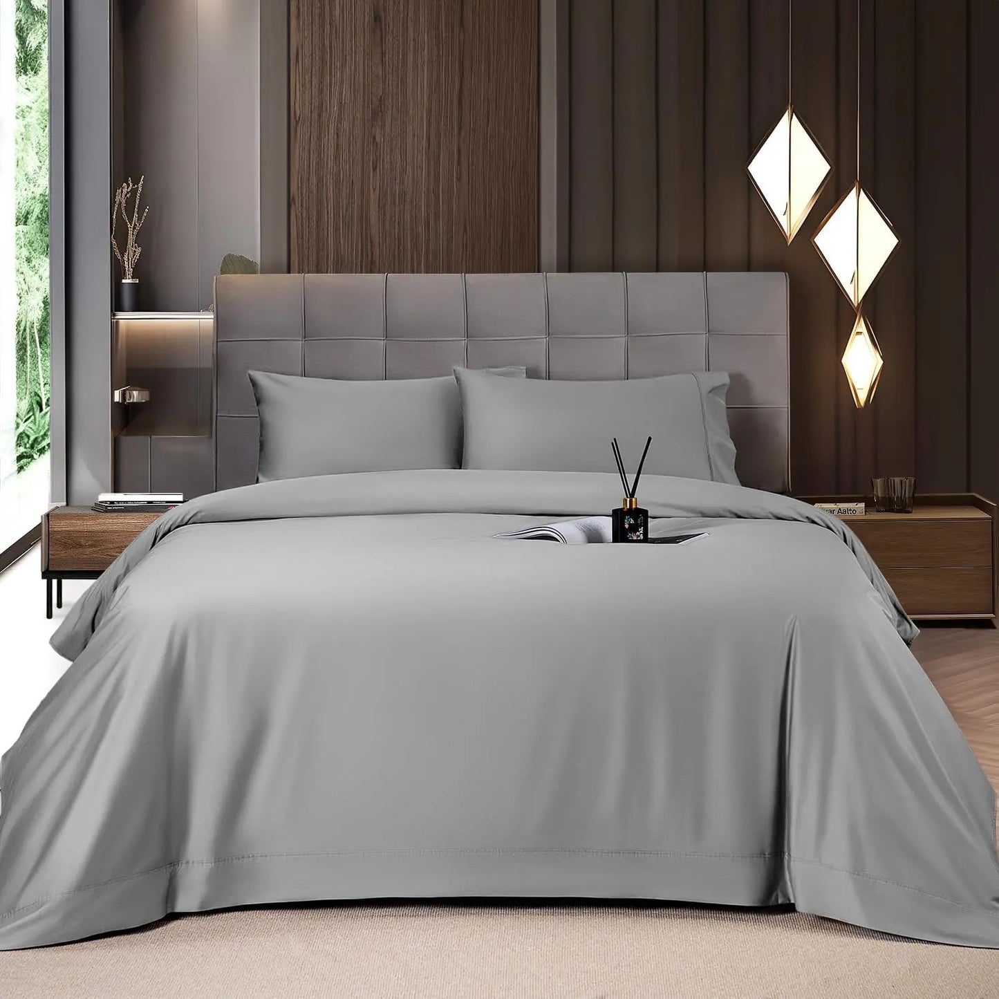 Bamboo Sheets Set 4 Pc,Cooling Breathable & Hotel Luxury Super Silky Soft, 16'' Deep Pocket.