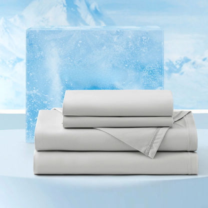 Cooling Sheets 4-Piece Set - 2 Pillowcases, 1 Flat Sheet, and 1 Deep-Pocket Fitted Sheet.