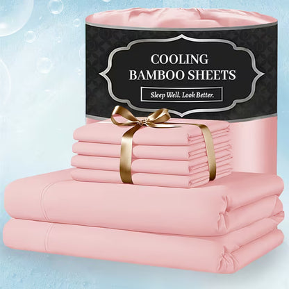 Extra Deep Pocket Bamboo Sheets - 6 Pcs Breathable & Cooling Bed Sheet Set