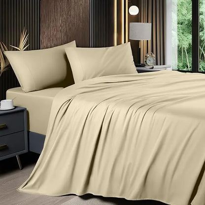 Bamboo Sheets Set 4 Pc,Cooling Breathable & Hotel Luxury Super Silky Soft, 16'' Deep Pocket.