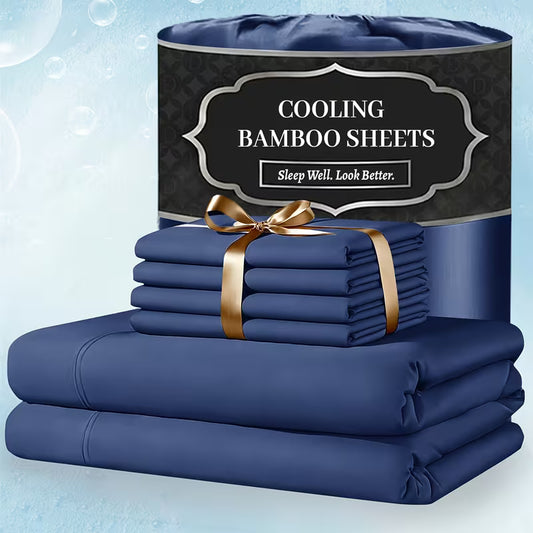 Extra Deep Pocket Bamboo Sheets - 4 Pcs Breathable & Cooling Bed Sheet Set