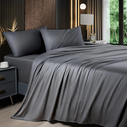 Bamboo Sheets Set 4 Pc,Cooling Breathable & Hotel Luxury Super Silky Soft, 16'' Deep Pocket.