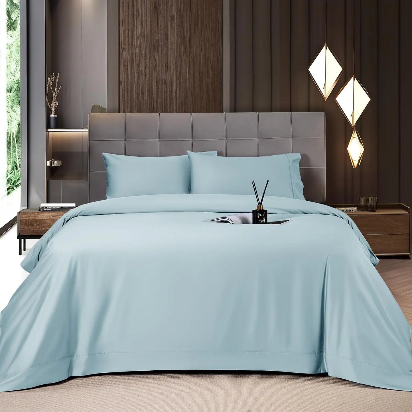 Bamboo Sheets Set 4 Pc,Cooling Breathable & Hotel Luxury Super Silky Soft, 16'' Deep Pocket.
