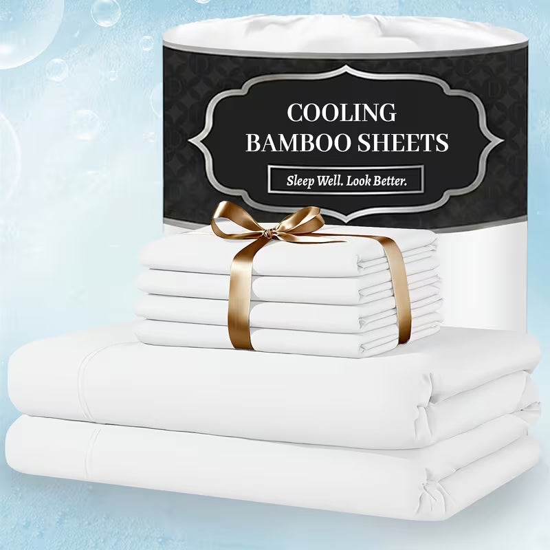 Extra Deep Pocket Bamboo Sheets - 6 Pcs Breathable & Cooling Bed Sheet Set