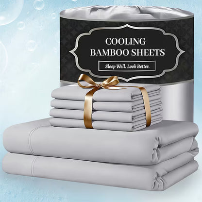 Extra Deep Pocket Bamboo Sheets - 6 Pcs Breathable & Cooling Bed Sheet Set