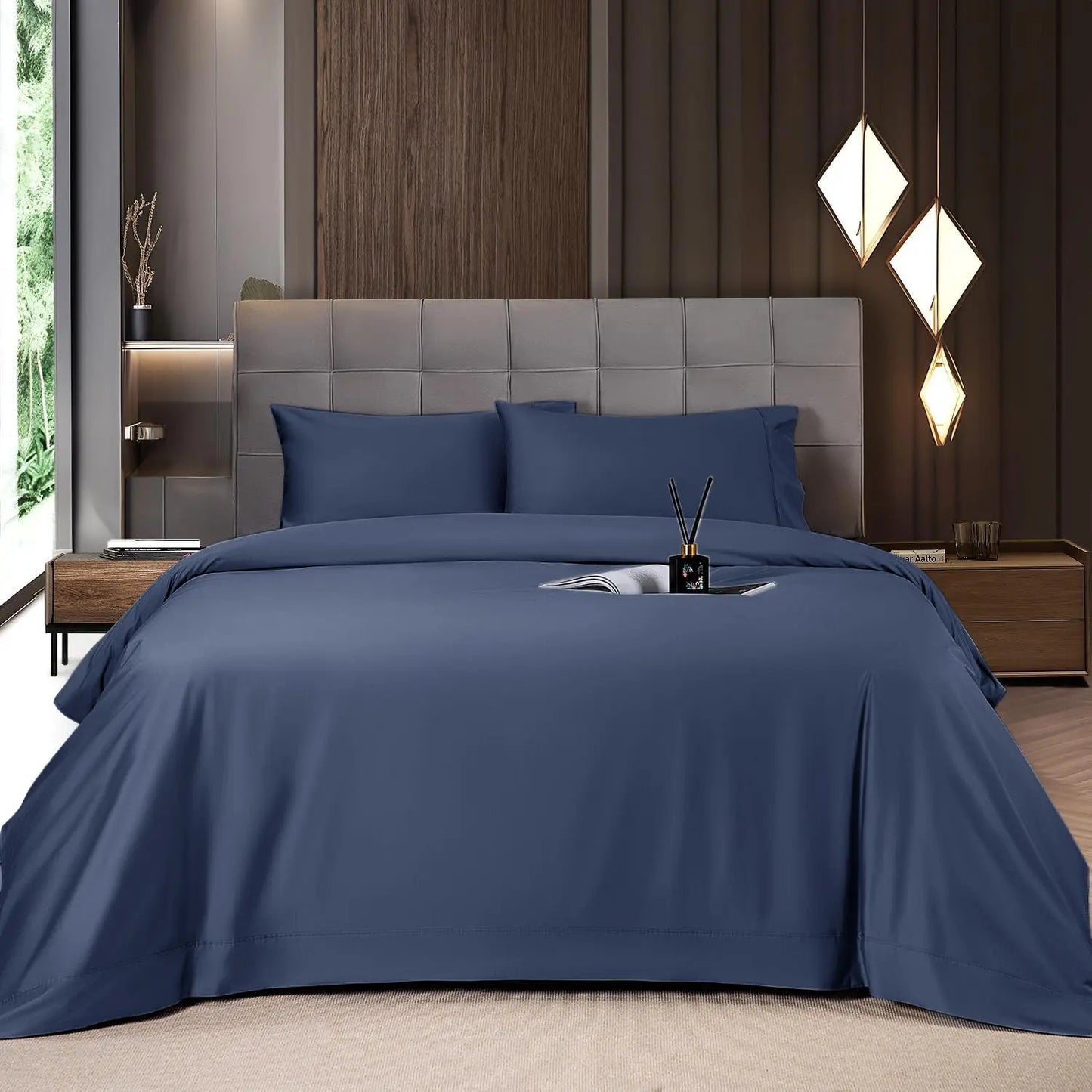 Bamboo Sheets Set 4 Pc,Cooling Breathable & Hotel Luxury Super Silky Soft, 16'' Deep Pocket.