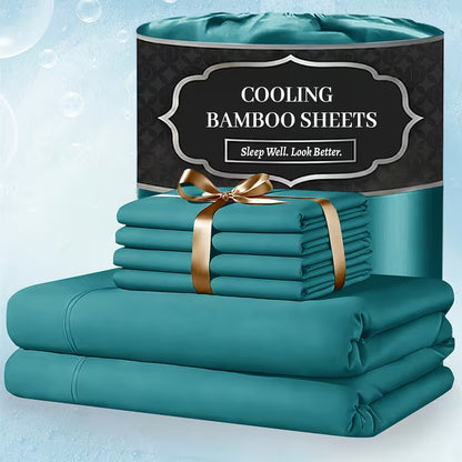 Extra Deep Pocket Bamboo Sheets - 6 Pcs Breathable & Cooling Bed Sheet Set
