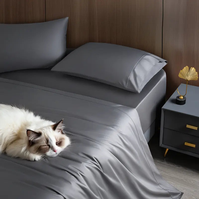Bamboo Sheets Set 4 Pc,Cooling Breathable & Hotel Luxury Super Silky Soft, 16'' Deep Pocket.
