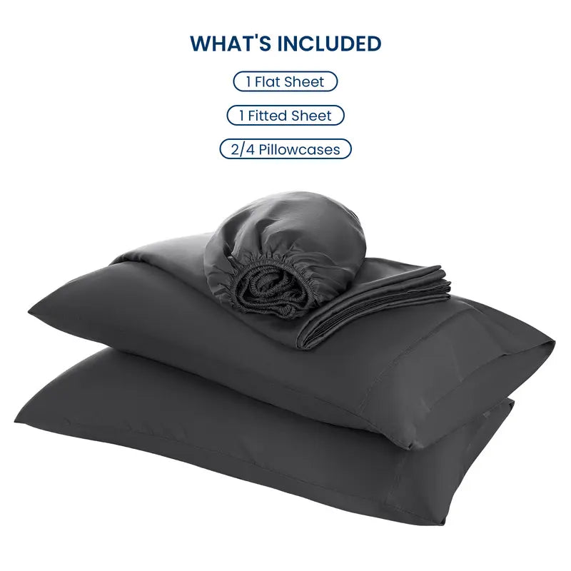 Bamboo Sheets Set 4 Pc,Cooling Breathable & Hotel Luxury Super Silky Soft, 16'' Deep Pocket.