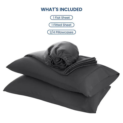 Bamboo Sheets Set 4 Pc,Cooling Breathable & Hotel Luxury Super Silky Soft, 16'' Deep Pocket.