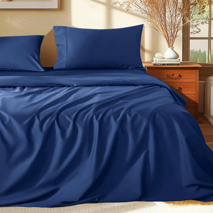 Extra Deep Pocket Bamboo Sheets - 6 Pcs Breathable & Cooling Bed Sheet Set