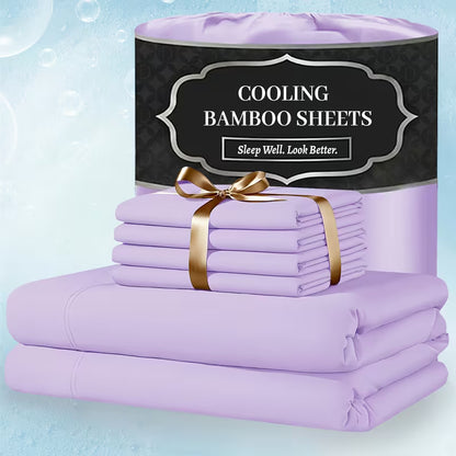 Extra Deep Pocket Bamboo Sheets - 6 Pcs Breathable & Cooling Bed Sheet Set