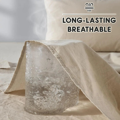 Natural Linen 4-Piece Sheet Set – 1 Fitted Sheet, 1 Flat Sheet & 2 Pillowcases – Cooling, Breathable & Machine Washable – 16 Inch Deep Pocket