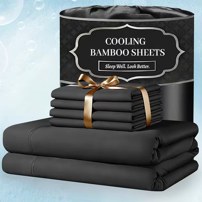 Extra Deep Pocket Bamboo Sheets - 6 Pcs Breathable & Cooling Bed Sheet Set